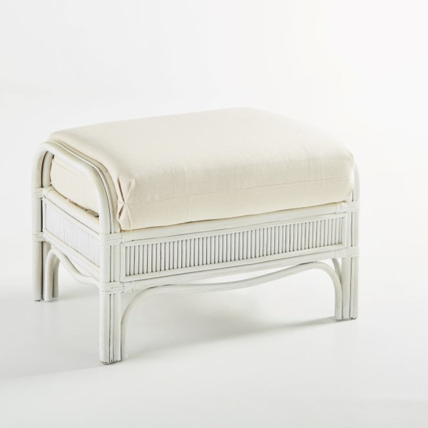 Small white wicker footstool discount